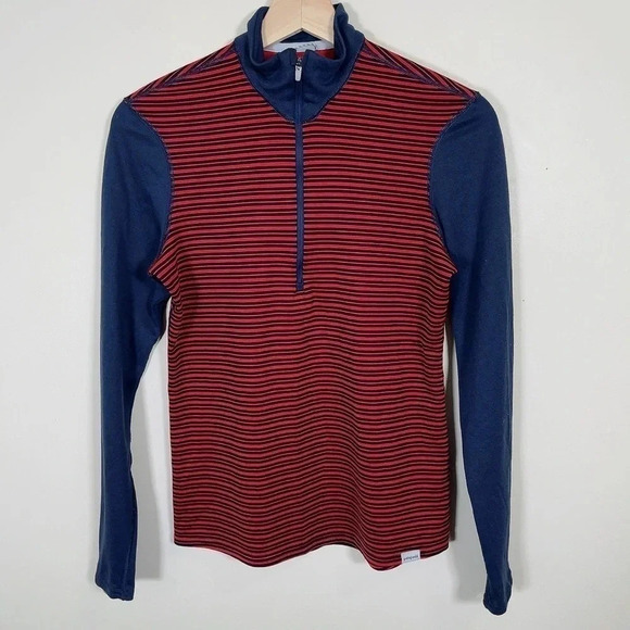 Patagonia Capilene 3 Mid-weight Pullover In Red Blue Stripe - Picture 2 of 12